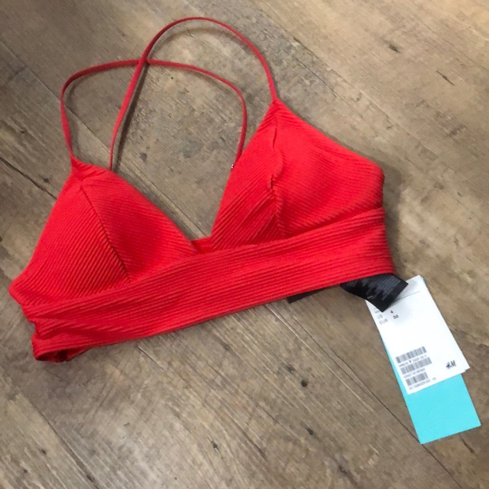 H&M red triangle bikini top